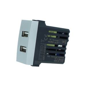 Módulo de Enchufe Cargador USB 5V 2.1A 2 Puertos USB-A Color Gris Compatible con Cortocircuitos SCP Bticino Living International EU - Product Image 2