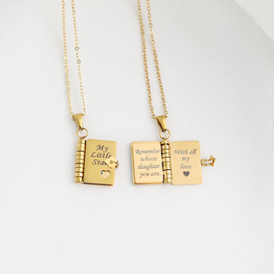 Collier en acier inoxydable 316 L <span class=keywords><strong>My</strong></span> <span class=keywords><strong>Little</strong></span> Star Book, pendentif réglable avec message à l'intérieur, cadeau de bijoux significatif - Product Image 1
