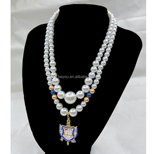 Custom blu giallo bianco due dimensioni catena di perle <span class=keywords><strong>SGR</strong></span> 1922 barboncino strass collana ciondolo accessori per gioielli - Product Image 4