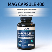 Capsules de magnésium OEM, 180 unités, 400 mg, avec glycinate, malate et citrate, compléments alimentaires