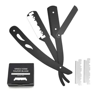 Professional Barber Straight Edge Razor Safety with 100 Blades - 100 Percent Stainless Steel