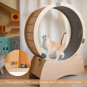 Support de jouet pour <span class=keywords><strong>chat</strong></span> en bois moderne roue de course silencieuse planche de fitness exercice cadre d'escalade pour animaux de compagnie tapis roulant-dégagement arbres <span class=keywords><strong>à</strong></span> <span class=keywords><strong>chat</strong></span> grattoir - Product Image 5
