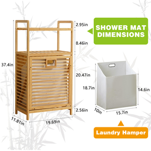 ตะกร้าผ้าพร้อมชั้นวาง 2 ชั้น ตะกร้าแบบพับได้ สำหรับจัดเก็บผ้าในห้องน้ำ - Product Image 2