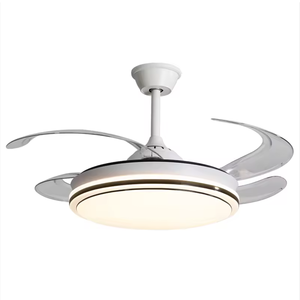 Ventilateur de plafond moderne rétractable invisible de 42 pouces avec télécommande, moteur CC, 6 vitesses, lumière LED - Product Image 1