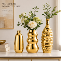Vases en céramique et porcelaine modernes, décoration dorée pour la maison, accessoires de décoration de luxe pour le salon, la salle à manger, le bureau, vase à fleurs décoratif