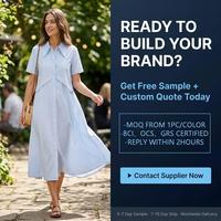 Robe chemise rayée pour femme, longueur midi en coton pour l'été avec boutons sur le devant, personnalisable OEM/ODM, vente en gros
