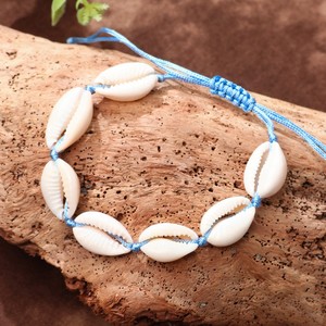 <b>Shell</b> Anklet Blue Waxed Thread Handwoven Unisex Beach Jewelry Yiwu Spring 2025 - Product Image 4