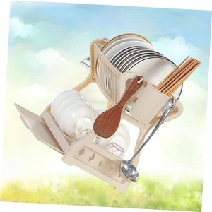 Égouttoir à vaisselle moderne double couche en plastique pour cuisine, support de rangement pour ustensiles et couverts - Product Image 2