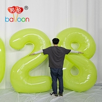 Ballon Chiffre Géant 2m en Nylon Vert pour Nouvel An, 78 Pouces, Personnalisable, Année 2027 2028, pour Fêtes, Anniversaires de Bébé, Gonflable à l'Hélium