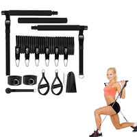 180lbs Gym Réglable 3-Section Pilates Bar Stick Avec Bandes Empilables Poignées Porte Ancre Pilates Bar Kit Avec Bandes De Résistance