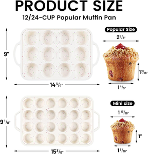 MUYULINS factory 12-cup <b>pan</b>, metal reinforced frame, regular size, with <b>handle</b>, non-stick silicone cake mold - Product Image 5
