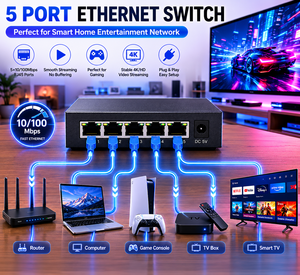 Commutateur Fast Ethernet 10/100 Mbps pour divertissement à domicile, compatible avec les Smart TV et les consoles de jeux - Product Image 1