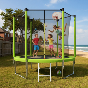 <span class=keywords><strong>Trampoline</strong></span> rond Zoshine de 8 pieds, 10 pieds, 12 pieds, 14 pieds avec filet de sécurité et échelle, tapis de <span class=keywords><strong>protection</strong></span> bleu <span class=keywords><strong>pour</strong></span> enfants, utilisation en extérieur - Product Image 4