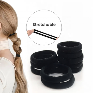 Bracelet vintage noir personnalisé pour femme, élastiques à cheveux en tricot, attaches élastiques en caoutchouc taille S, doux pour les cheveux - Product Image 1