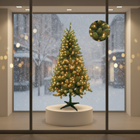 Sapin de Noël artificiel en épicéa de haute qualité avec lumières LED préinstallées, base de support, matériau PVC écologique, utilisation en intérieur