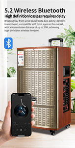 Loa kéo di động chất lượng cao 15 inch, <span class=keywords><strong>Bluetooth</strong></span> không dây, tích hợp subwoofer gỗ, hỗ trợ USB, <span class=keywords><strong>AUX</strong></span>, công suất 50W, sử dụng điện AC/DC, hàng mới về - Product Image 4