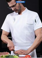 Veste de chef à manches courtes personnalisée avec logo OEM pour hommes, femmes, unisexe, cuisine, restaurant, boulangerie, café, restauration, uniforme de cuisinier