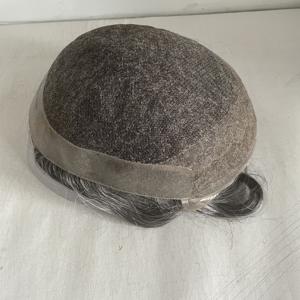 Color 1B # 50% encaje gris con piel fina pu base hombre <span class=keywords><strong>pelucas</strong></span> de cabello humano Vig <span class=keywords><strong>para</strong></span> <span class=keywords><strong>hombres</strong></span> en stock - Product Image 3