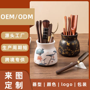 ชุดอุปกรณ์ชงชาเขียวเซรามิกเฉาโจว 6 ชิ้น อุปกรณ์ชงชาที่ทนทาน สีขาวและสีดำ - Product Image 2