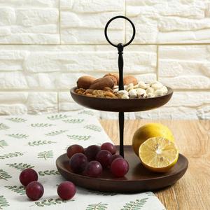 2 Tier Tray Wooden Tray 2 Tier Storage Food Dry Fruit Cake Stand Wooden Tiered Tray