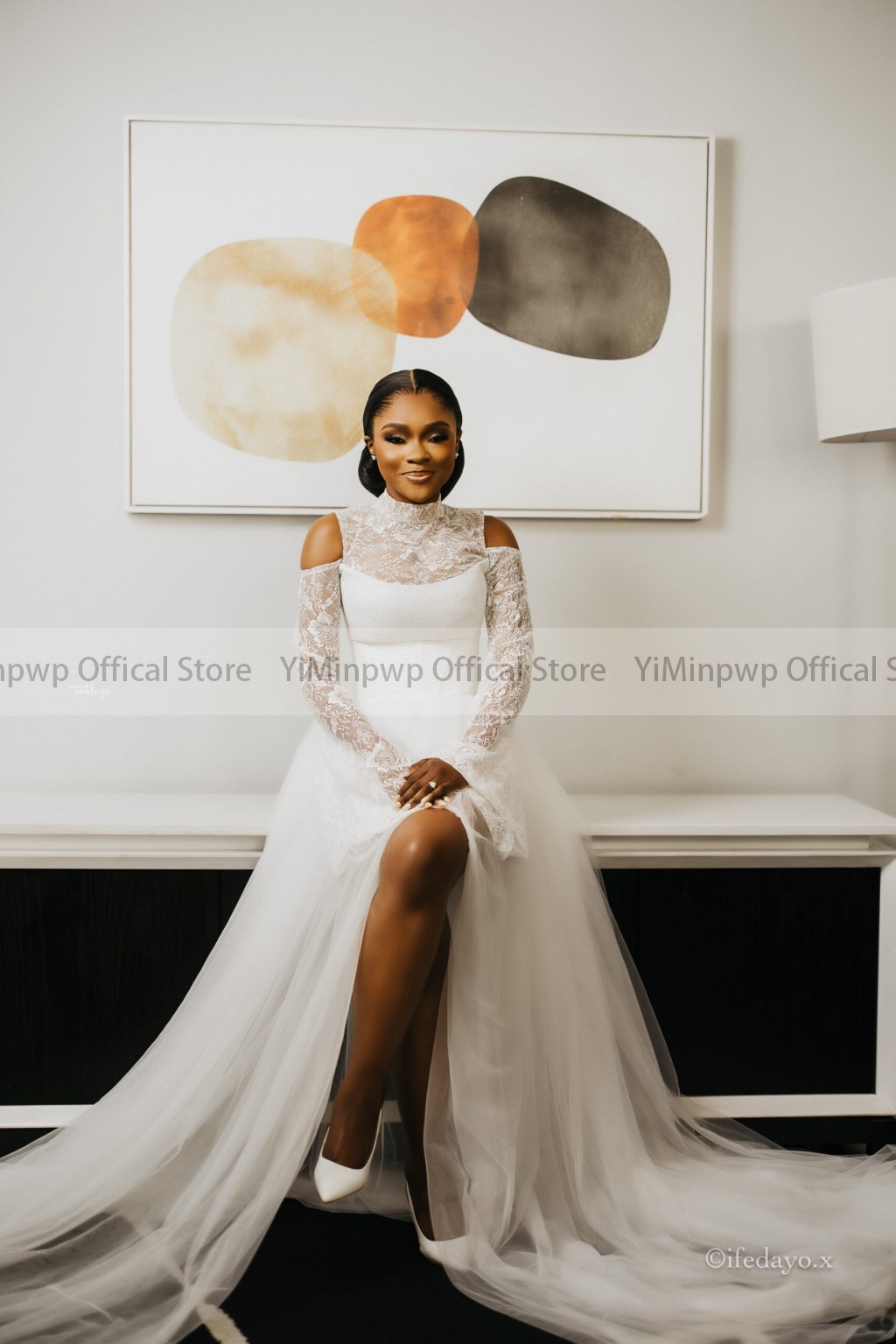 2025 Nigeria Bride Robe - Customized Long Flare Sleeve Dress 2025 Nigeria Bride Robe - Customized Long Flare Sleeve Dress