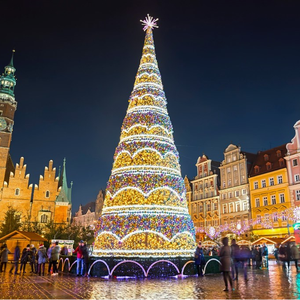 एलईडी विशाल आउटडोर 3d आकृति प्रकाश सजावट बड़े स्टार सांता बेपहियों की गाड़ी के साथ रोशन एक्रिलिक क्रिसमस कोन पेड़ - Product Image 1