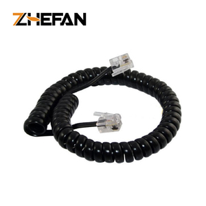 Câble de combiné téléphonique ZHEFAN 4P4C RJ9 <span class=keywords><strong>RJ22</strong></span> RJ11 cordon de combiné téléphonique enroulé câble en spirale noir plat 4 pouces de plomb 6 pieds - Product Image 3