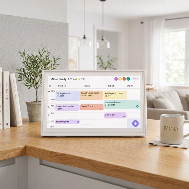 15.6" WiFi Planner Smart Digital Calendar Full HD Touchscreen Chore Chart Wall Mountable Family Schedules MP4 Video Playback