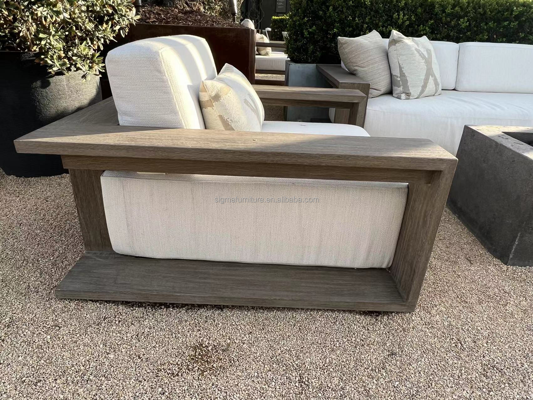 Fashionable garden sofas new arrival modern teak wood outdoor furniture patio sofa set