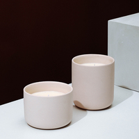 Mescente vente en gros de pots de bougie ambre uniques en céramique noire mate vides de luxe avec couvercles en bois