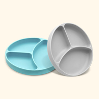 Assiette pour tout-petits à compartiments, de qualité alimentaire, résistante au micro-ondes et au lave-vaisselle, sans BPA, en silicone antidérapant, incassable, avec ventouse