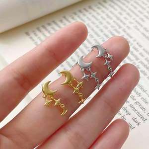 Joyería de Moda para Mujer, Joyería Fina, Aretes, Conjunto de Joyería de Moda, Plata 925, Joyería de Plata Esterlina 925, Luna y Estrellas - Product Image 1