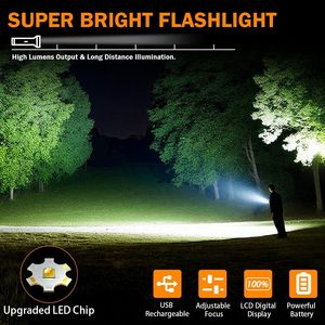 Linterna Recargable de 2000 Lúmenes, Luz Blanca Brillante, Láser LEP, Impermeable, con Batería y Pantalla LCD para Camping - Product Image 4