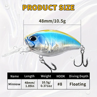 Nouveaux leurres de pêche crankbait 10,5g 4,8cm, leurres artificiels crankbait pour la pêche au bar, leurres flottants pour le brochet, vente en gros