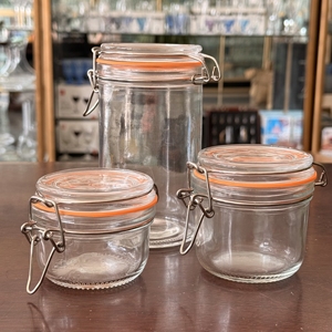 Bocal en verre avec col en silicone à fermeture rapide pour la pâtisserie domestique, bouteille de portionnement pour confiture, purée de fruits, aliments pour bébés, faite à la main - Product Image 6