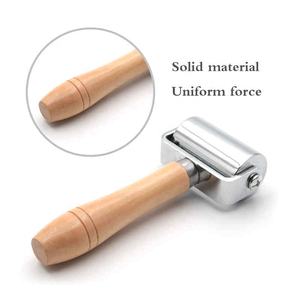 Rouleau de cuir en acier massif pour découpe au linoléum DIY, petit, moyen, grand, avec poignée en bois et support de rouleau - Product Image 5