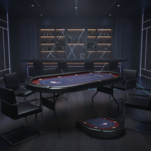 Table de <span class=keywords><strong>poker</strong></span> Texas Hold'em pliable moderne de luxe avec pieds en métal pliables, portable, pour 8 joueurs, divertissement de <span class=keywords><strong>casino</strong></span> (bois et mélamine) - Product Image 5