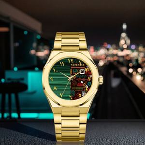 Montre pour homme de luxe personnalisée avec votre logo de marque privée, chiffres arabes, quartz, mode, affaires, antique, boîtier en acier inoxydable 316L, verre - Product Image 1