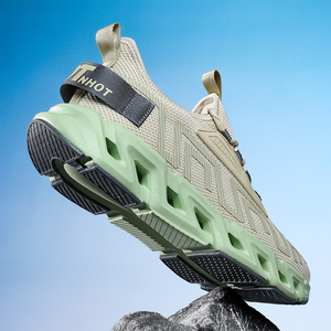 Zapatillas Deportivas para Hombre, Color Beige Verde, con Suela de Malla Transpirable, Amortiguación Antideslizante, Estilo Blade - Product Image 3