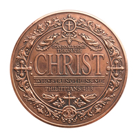 Pièce commémorative en cuivre fin 999 de 1 oz, motif animal imprimé UV, Chevalier Templier, Foi Chrétienne, Courage, Honneur, Philippiens