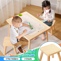Table de jeu sensoriel pour enfants, table de dessin pour enfants en intérieur, table d'activités sensorielles en bois pour tout-petits