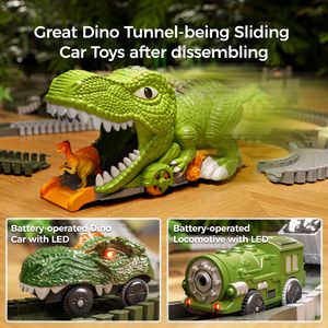 Tumama Kids Dinosaur Toy Race Track 281 piezas Flexible <span class=keywords><strong>Dino</strong></span> Train Track Set Niños Building Block Coche educativo de juguete para niños pequeños - Product Image 4