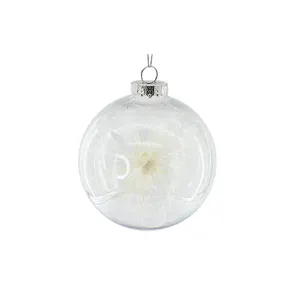 Ornamento de Natal pendurado bola PET de vidro de Natal transparente vermelho pintado à mão