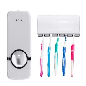 <b>Toothbrush</b> <b>Holder</b> Wall Toothpaste Dispenser Stand Dirt-proof Organizer Eco-Friendly Modern Travel Use Rose Red Plastic - Product Image 3
