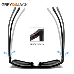 Lunettes de soleil pour homme Grey Jack, monture carrée, verres polarisés PC UV400, pour sports de plein air, branches Slingshot, noires - Product Image 1