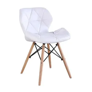 Hot Sale Fashion Design Butterfly Restaurant Cafe Chair PU Leather Dining Chair with Wooden Legs