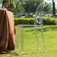 Chaise Ghost transparente en acrylique cristal moderne sans accoudoirs pour événements, vente en gros à prix abordable