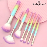 Ensemble de 7 pinceaux de maquillage professionnels avec manche dégradé ombré, pinceaux pour poudre, blush, contour, illuminateur, éventail et fard à paupières