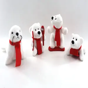 Oso polar de peluche para esquiar, juguete de peluche de cola EN71/ASTM/CPSIA