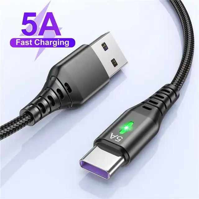 Nylon Braided 5A Kabel USB Tipe C untuk Samsung Galaxy S20 Xiaomi Kabel USB Mikro untuk Huawei Charger Kabel Kawat Pengisian Cepat Telepon